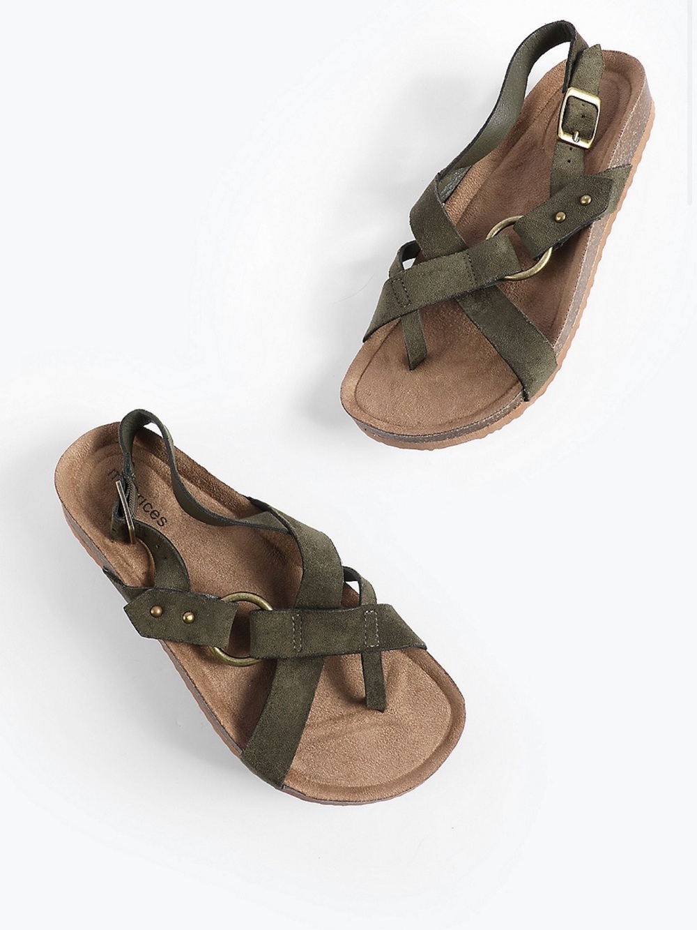 Maurices SuperCush Chloe Slingback Cork Footbed Sandals Olive Green Size 9 NWOT